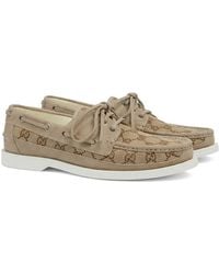 Gucci - Gg Supreme Monogrammed Boat Loafers - Lyst