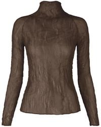 Issey Miyake - High-Neck Long-Sleeved Top - Lyst