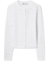 Tory Burch - Pointelle Knit Cardigan - Lyst