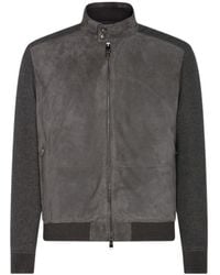 Canali - Suede Wool Zipper Jacket - Lyst