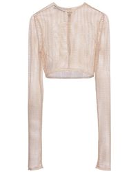 Prada - All-Over Bead Embellished Cropped Top - Lyst