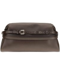 Moschino - Buckle-Detail Leather Cluth Bag - Lyst