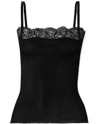Saint Laurent - Laced Ribbed Tank Top - Lyst