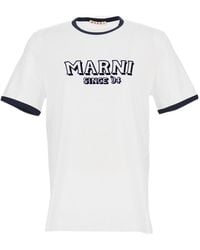 Marni - Contrast-Trim Short Sleeved T-Shirt - Lyst
