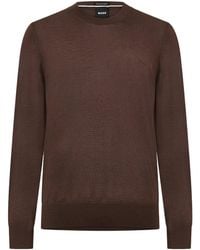 BOSS - Wool Long-Sleeve Crew Neck Sweater - Lyst