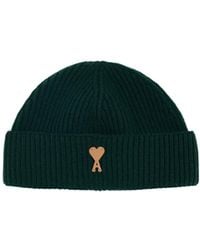 Ami Paris - Ami Ribbed Logo Beanie Hat - Lyst