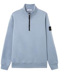 Stone Island - Logo Patch Quarter-Zip Sweatshirt - Lyst