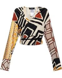 DSquared² - Geometric-Printed V-Neck Blouse - Lyst