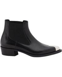 McQueen - Punk Pointed-Toe Chelsea Ankle Boots - Lyst