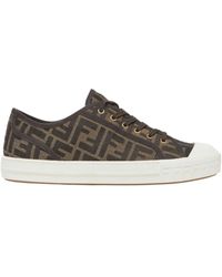 Fendi - Domino Ff Motif Low-Top Sneakers - Lyst