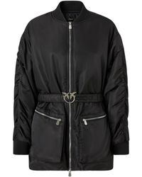 Pinko - Logo Patch Gathered Sleeve Coat - Lyst