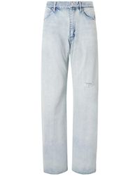 AURALEE - Distressed Wide-Leg Jeans - Lyst
