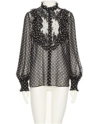 Valentino - Polka-Dot Printed Ruffle Detailed Top - Lyst
