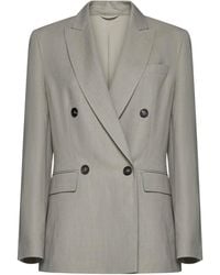 Brunello Cucinelli - Double-Breasted Straight Hem Blazer - Lyst