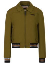 Marni - Logo Patch Zipped Bomber Jacket - Lyst