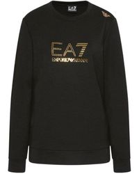 EA7 - Stud-Detailed Long-Sleeved Crewneck T-Shirt - Lyst