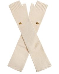 Ganni - Ribbed Logo-Detail Gloves - Lyst