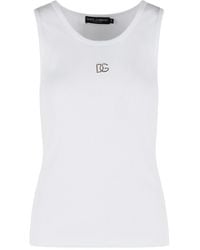 Dolce & Gabbana - Dg Embroidered Ribbed Tank Top - Lyst