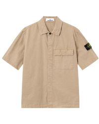 Stone Island - Short Sleeve Logo Patch Shirt - Lyst