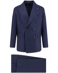 Tagliatore - Double-Breasted Peak-Lapel Suit - Lyst