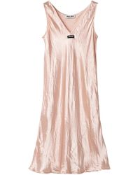 Miu Miu - Satin Midi-Dress - Lyst