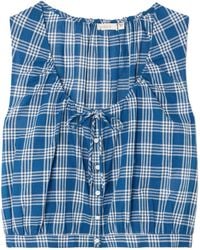 Doen - Theo Cropped Checked Organic Cotton Top - Lyst
