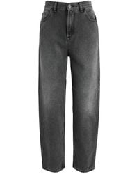 Moncler - High-Waisted Cotton Straight Leg Jeans - Lyst