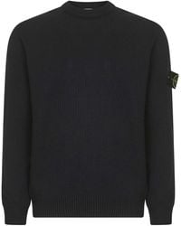 Stone Island - Logo Patch Crewneck Sweatshirt - Lyst