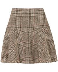 Brunello Cucinelli - Check Pleated Mini Skirt - Lyst