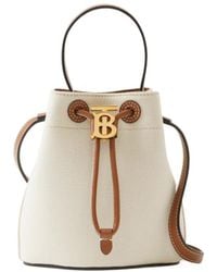 Burberry - Mini Tb Logo Plaque Bucket Bag - Lyst