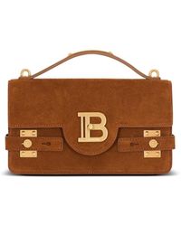 Balmain - Suede B-Buzz Shoulder 24 Bag - Lyst