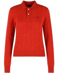 Polo Ralph Lauren - Logo Embroidered Knitted Polo Shirt - Lyst