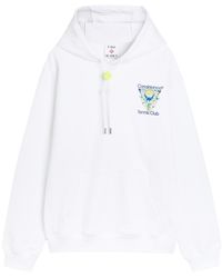 CASABLANCA - Tennis Club Logo-Print Hooded Cotton Sweatshirt - Lyst