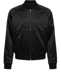 Gucci - Gg Cotton Satin Zip Jacket With Piping - Lyst