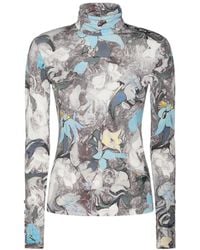 Tory Burch - Floral Printed Turtleneck Top - Lyst