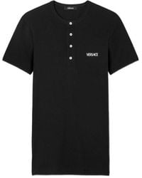 Versace - Logo Embroidered T-Shirt - Lyst