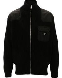 Prada - Zip-Up High Neck Cardigan - Lyst