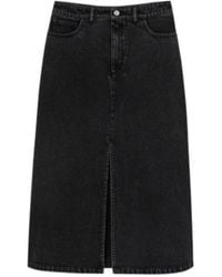 A.P.C. - Split-Front Denim Midi Skirt - Lyst