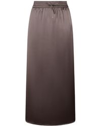 Herno - Drawstring-Waist Side-Slit Satin Midi Skirt - Lyst