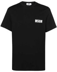 MSGM - Logo Printed Crewneck T-Shirt - Lyst