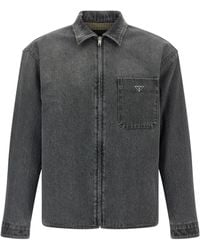 Prada - Denim Zipped Shirt - Lyst