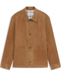 BOSS - Suede Button-Up Leather Jacket - Lyst