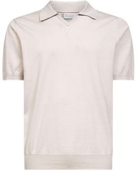 Brunello Cucinelli - Short Sleeved Ribbed Polo Shirt - Lyst