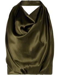 Cult Gaia - Adrienne Open-Back Draped Silk-Blend Satin Halterneck Tank - Lyst