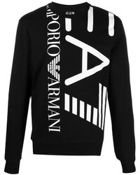 EA7 - Logo-Print Round Neck Sweatshirt - Lyst