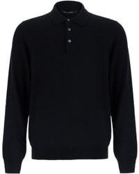 Tagliatore - Long-Sleeve Knitted Polo Shirt - Lyst