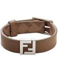 Fendi - Ff Canvas And Leather Bracelet - Lyst