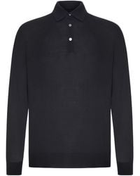 ZEGNA - Long-Sleeved Knitted Polo Shirt - Lyst
