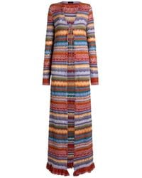 Etro - Long Knit Cotton Cardigan With Stripes And Openwork - Lyst