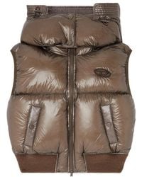 DIESEL - Padded Down Vest With Removable Hood, Extra-High Quilted Collar, Ribbed Hem & D-Logo Patch (Size 49) - Lyst